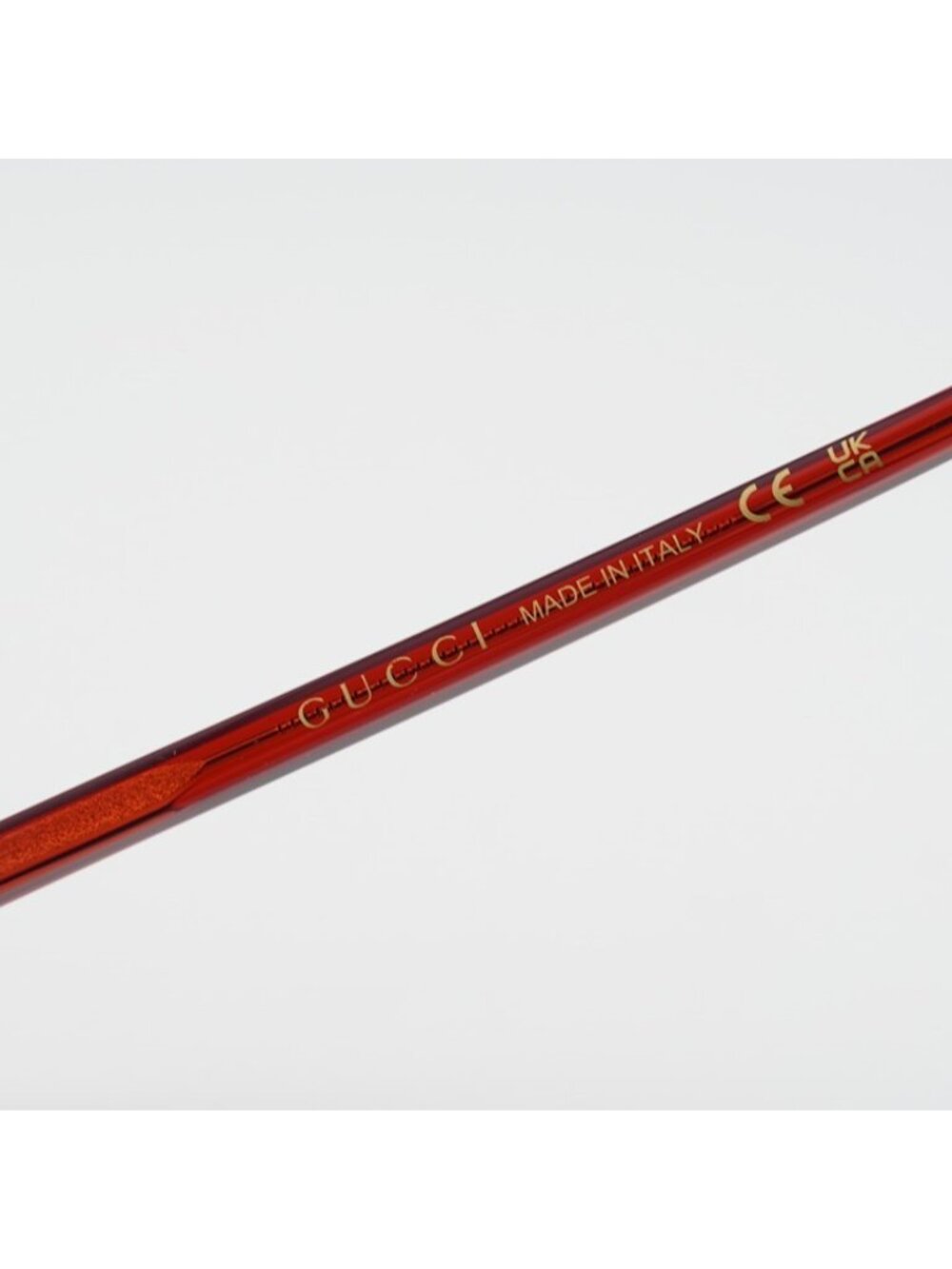 Gucci GG1003O 011 Eyeglasses Shiny Transparent Red 53mm Square Frame - Picture 7 of 10